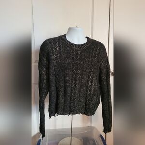 Dear John - Washed Black Cable Knit Distressed Sweater